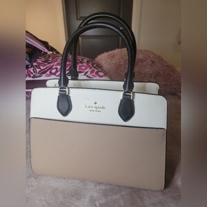 KATE SPADE MADISON HAZELNUT CREAM LEATHER BAG